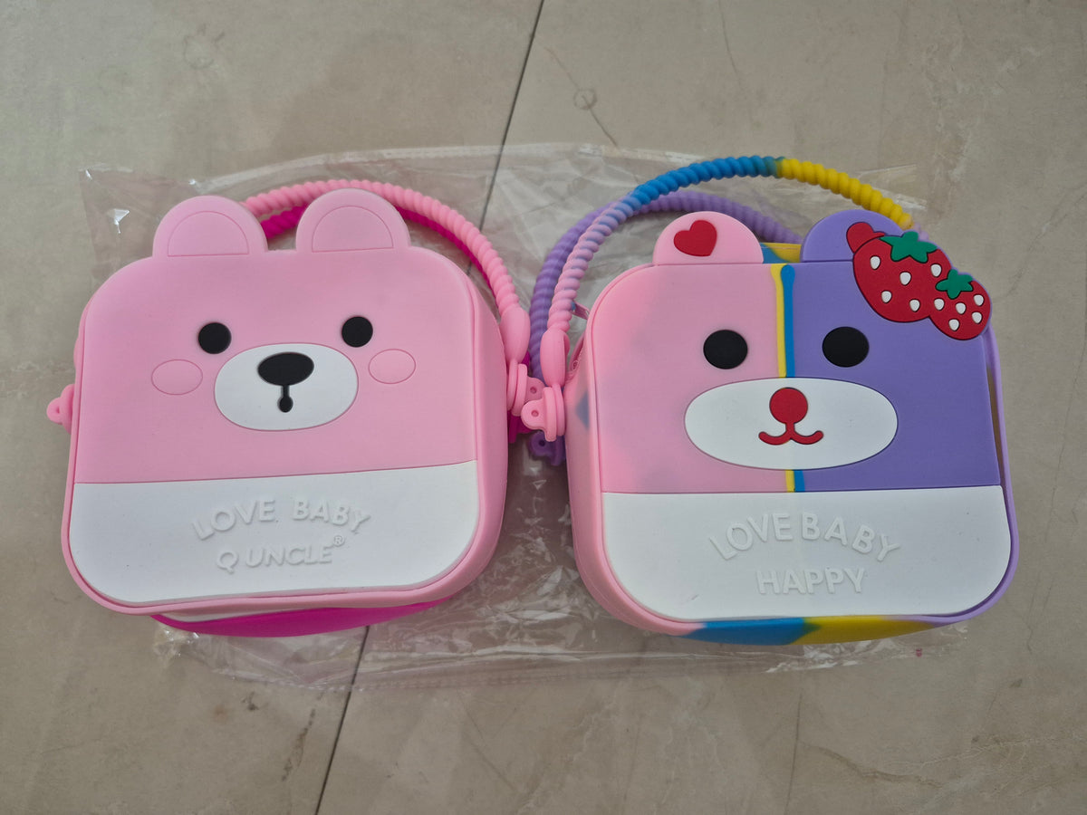 Kids Cute Cartoon Bear Silicone Handbag / Mini Crossbody Pouch