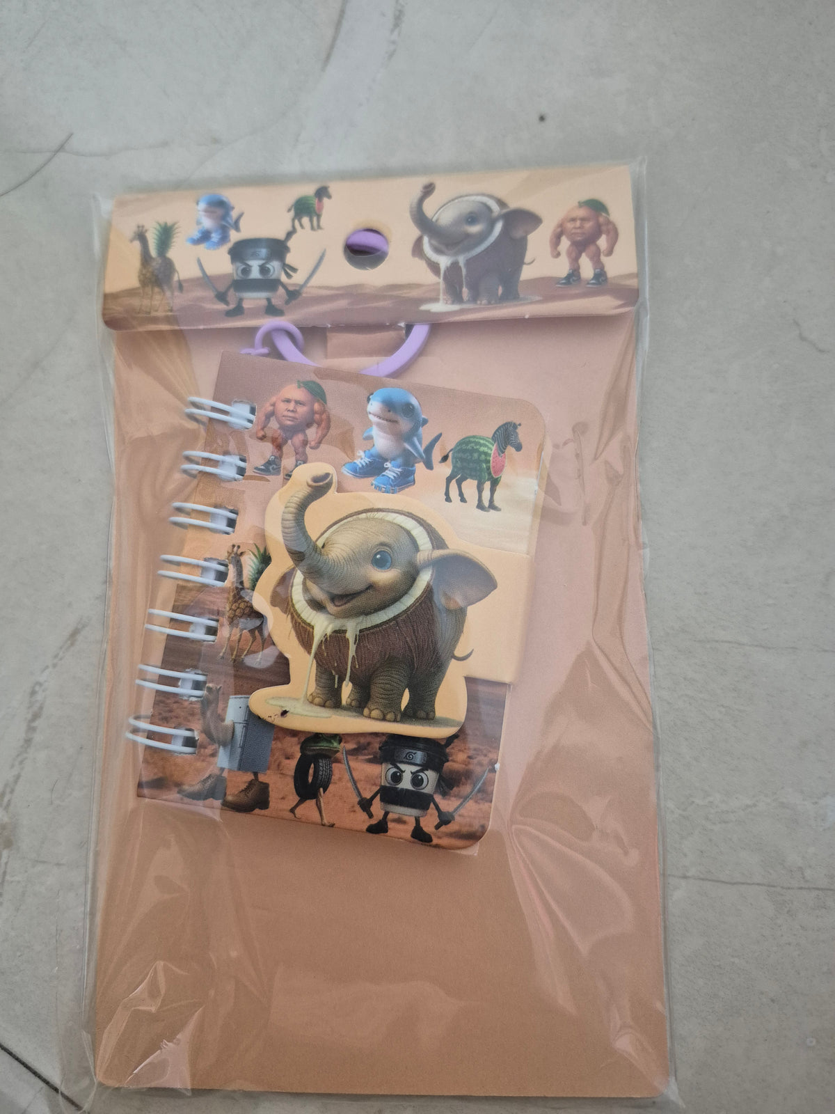 Mini Cartoon Spiral Notebook & Keychain Diary Set