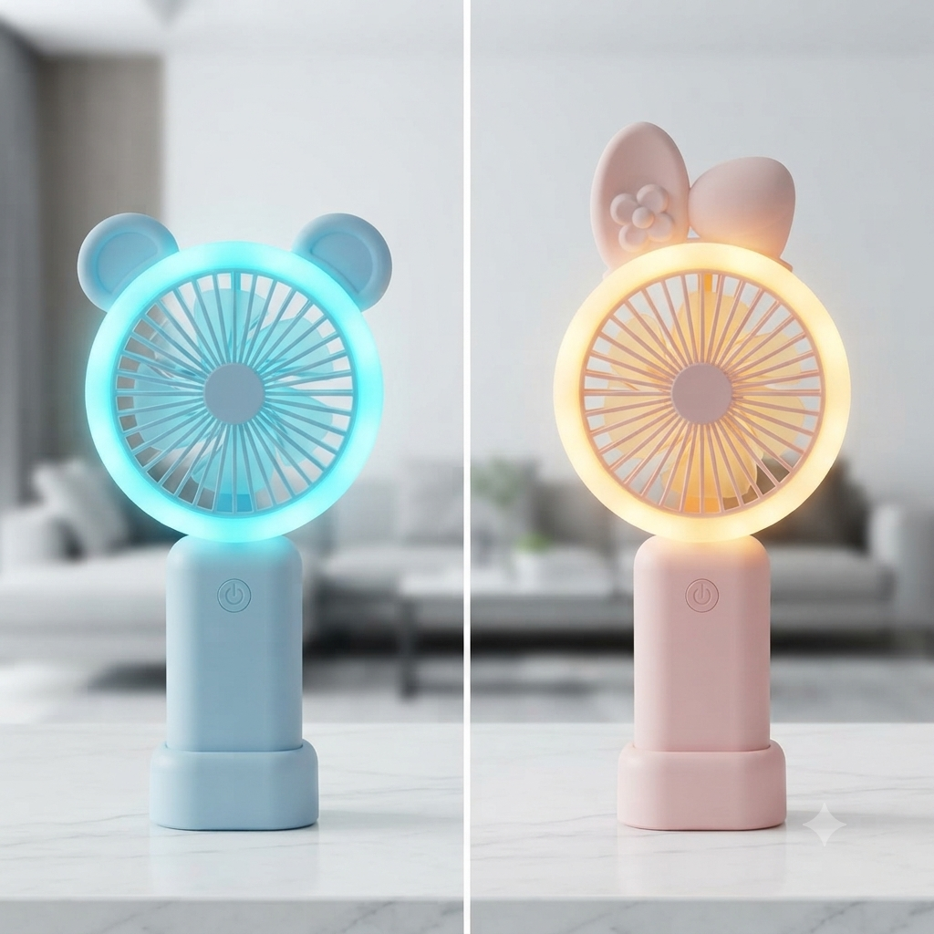 Cute LED Mini Fan – Blue